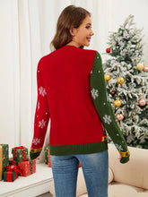 Load image into Gallery viewer, Christmas Color-Blocked Jacquard Long-Sleeve Cardigan | NCS