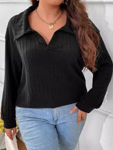 Load image into Gallery viewer, Oversized V-Neck Long Sleeve Ribbed Brushed T-Shirt | NCS