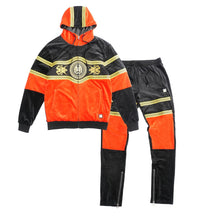Load image into Gallery viewer, M4600 Greek Velour Set - Black/Red
