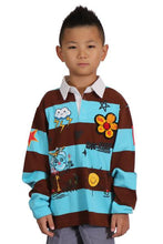 Load image into Gallery viewer, JORDY Kid's Long Sleeve Polo Shirt With Heavy Print Effects & Patch Works