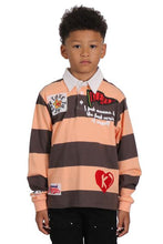 Load image into Gallery viewer, SEPIA Kid's Long Sleeve Polo Shirt With Heavy Print Effects & Patch Works