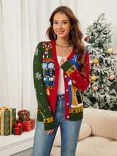 Load image into Gallery viewer, Christmas Color-Blocked Jacquard Long-Sleeve Cardigan | NCS