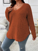 Load image into Gallery viewer, Loose Fit Oversized V-Neck Long Sleeve Ribbed Brushed T-Shirt | NCS
