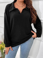 Load image into Gallery viewer, Oversized V-Neck Long Sleeve Ribbed Brushed T-Shirt | NCS