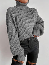 Load image into Gallery viewer, Turtleneck Drop Shoulder Ribbed Knit Sweater | NCS