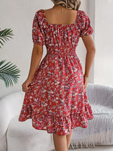 Load image into Gallery viewer, Ruffled Hem Floral Puff Sleeve Dress
