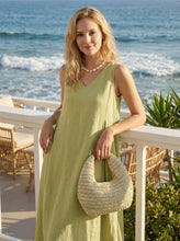 Load image into Gallery viewer, Round Crochet Woven Handheld Straw Bag