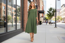 Load image into Gallery viewer, Women’s Floral Patchwork Three-Quarter Sleeve Dress