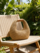 Load image into Gallery viewer, Round Crochet Woven Handheld Straw Bag
