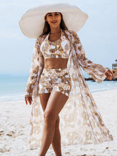 Load image into Gallery viewer, Multi-Color Print Bikini Three-Piece Set – Padded Swimwear for Women