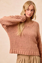Load image into Gallery viewer, BiBi Chunky Knit Sweater with Flower Detail Sleeves