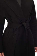 Load image into Gallery viewer, Cambridge Comfort Wraparound Wool Cashmere Coat in Black