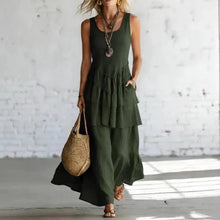 Load image into Gallery viewer, Women's Cotton Linen Sleeveless Loose Maxi Dress