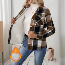 Load image into Gallery viewer, Checkered Fleece-Lined Shacket with Chest Pockets