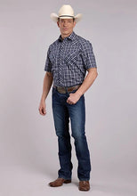 Load image into Gallery viewer, Roper 2900 Woven Plaid (Navy) - Men's Short Sleeve Western Shirt