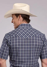 Load image into Gallery viewer, Roper 2900 Woven Plaid (Navy) - Men's Short Sleeve Western Shirt