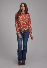 Load image into Gallery viewer, Roper 2282 Cream Floral (Orange) - Women's Western Shirt