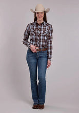 Load image into Gallery viewer, Roper 3280 Plaid (Chocolate/Light Blue) - Women's Western Shirt