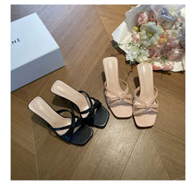 Load image into Gallery viewer, Bow Tie Square Toe Stiletto Heels – High Heel Summer Pumps