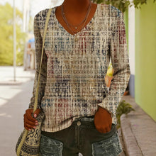 Load image into Gallery viewer, Women's Ethnic Print V-Neck Long-Sleeve Pullover Top