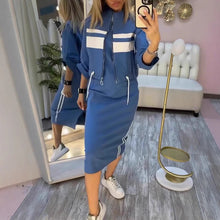 Load image into Gallery viewer, Women's Zip-Up Bomber Track Jacket & Bodycon Midi Dress Set