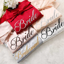 Load image into Gallery viewer, Custom Satin Bridesmaid Robes – Personalized with Name, Title, or Date | Wedding Party Gifts