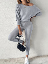 Load image into Gallery viewer, Long-Sleeve Pullover & High-Waist Drawstring Pants Two-Piece Set