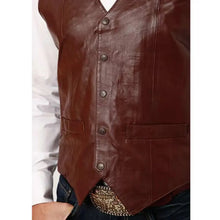 Load image into Gallery viewer, Roper Lamb Nappa Vest (Dark Brown) - Men's Vest