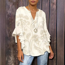 Load image into Gallery viewer, Women's 3D Print Ruffle Sleeve Loose Top – Elegant Urban Style S–2XL