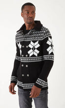 Load image into Gallery viewer, Lagos Red Exclusive Men's Black Patch Long Sweaters | Fur Collar LS84