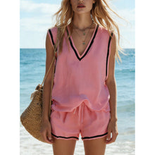 Load image into Gallery viewer, Women's V-Neck Vest & Shorts Two-Piece Set