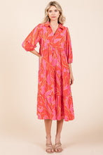 Load image into Gallery viewer, New Summer Tiered Printed Collared Neck Midi Dress For Women – Elegant and Versatile Dress with a Polished, Feminine Flair