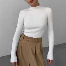 Load image into Gallery viewer, Women’s Tight Fit Crew Neck Knitted Top – Slim Sweater