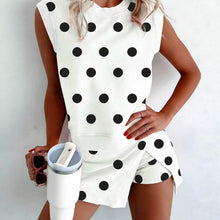 Load image into Gallery viewer, Women's Polka-Dot Sleeveless Tank Top & Shorts Two-Piece Set