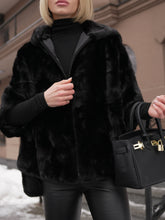 Load image into Gallery viewer, Genuine Scandinavian Mink Fur Poncho with Fully Lined Mink Hood