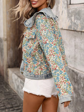 Load image into Gallery viewer, Women's Jacquard Denim Jacket | Ruffled Peter Pan Collar Long-Sleeve Short Jacket in Blue | S–XXL