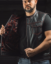 Load image into Gallery viewer, The Cut Men's Motorcycle Leather Vest, Multiple Color Options