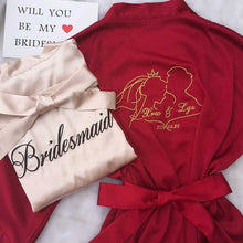 Load image into Gallery viewer, Custom Satin Bridesmaid Robes – Personalized with Name, Title, or Date | Wedding Party Gifts