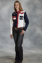 Load image into Gallery viewer, Roper American Flag Long Sleeve Snap - Women's Shirt
