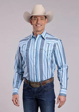 Load image into Gallery viewer, Roper 2832 Yarn Dye Stripe (Blue) - Men's Western Shirt