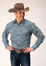 Load image into Gallery viewer, Roper 1563 Peacock Paisley (Blue) - Men's Western Shirt