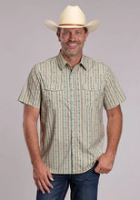 Load image into Gallery viewer, Roper 3016 Vertical Aztec (Tan) - Men's Short Sleeve Shirt
