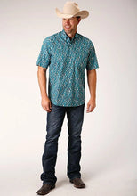 Load image into Gallery viewer, Roper 1449 Upstream Paisley (Blue) - Men's Short Sleeve Shirt