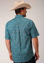 Load image into Gallery viewer, Roper 1449 Upstream Paisley (Blue) - Men's Short Sleeve Shirt