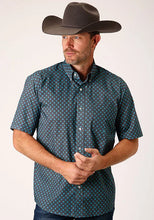 Load image into Gallery viewer, Roper 1451 Cottage Foulard (Blue) - Men's Short Sleeve Shirt