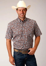 Load image into Gallery viewer, Roper 1453 Spring Paisley (Orange) - Men's Short Sleeve Shirt