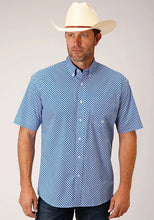 Load image into Gallery viewer, Roper 1460 Stretch Diamond Star (Blue) - Men's Short Sleeve Shirt