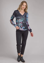 Load image into Gallery viewer, Roper 2339 Printed Knit (Black) - Women's Western Blouse