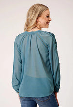 Load image into Gallery viewer, Roper 1873 Poly Georgette (Blue) - Women's Western Blouse