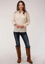 Load image into Gallery viewer, Roper 1293 Crinkle Rayon (White) - Women's Western Blouse